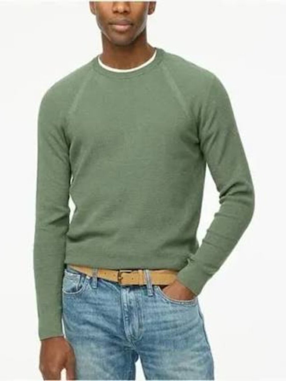J.Crew Factory XXL Sage Green Cotton Seed-Stitch Crewneck Sweater 70% off Retail